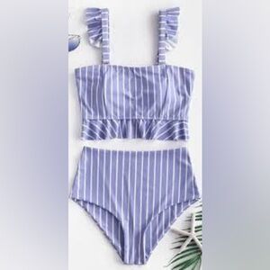 ZAFUL Women's Bikini Set striped ruffle NWOT size small